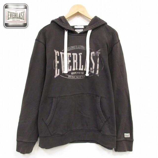 長袖 スウェット パーカー EVERLAST コットン ブラック メンズXL相当 | 古着