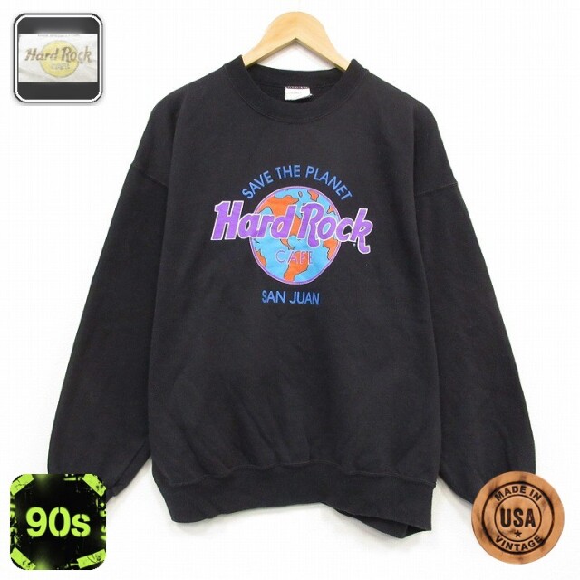 ハードロックカフェ 90s 長袖スウェット ブラック メンズXL相当 | 古着