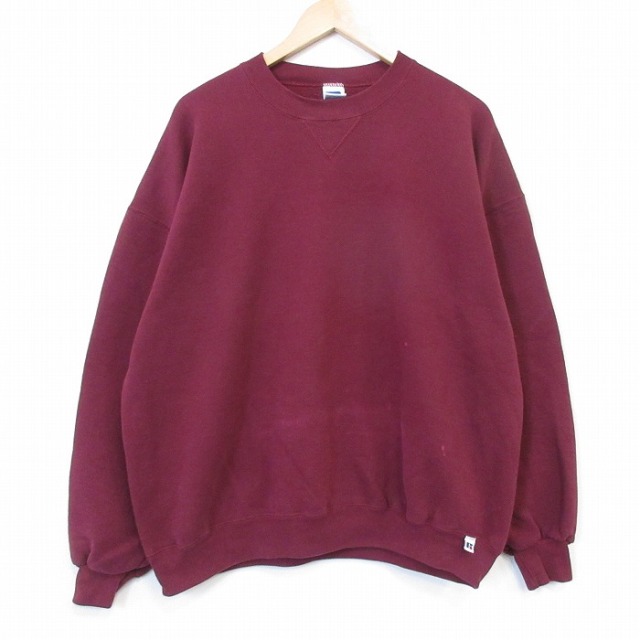 XL★古着 ラッセル 長袖 スウェット メンズ 90年代 90s 大きいサイズ クルーネック USA製 バーガンディ【spe】 26sep04