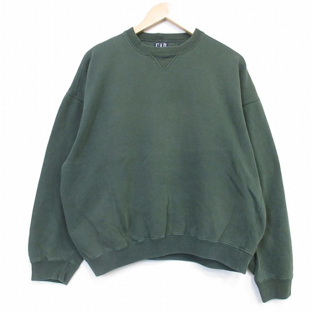 XL★古着 ギャップ 長袖 スウェット メンズ 90年代 90s 無地 大きいサイズ クルーネック カーキ【spe】 26sep04