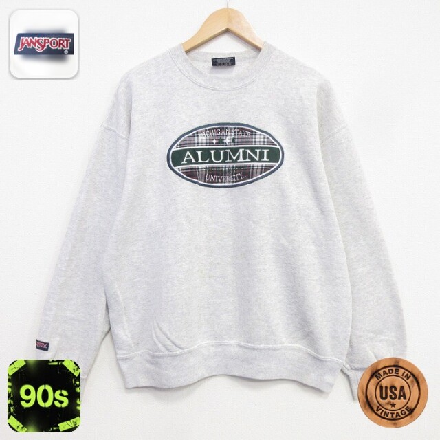 ジャンスポーツ 90s 長袖スウェット ALUMNI グレー メンズXL相当 | 古着