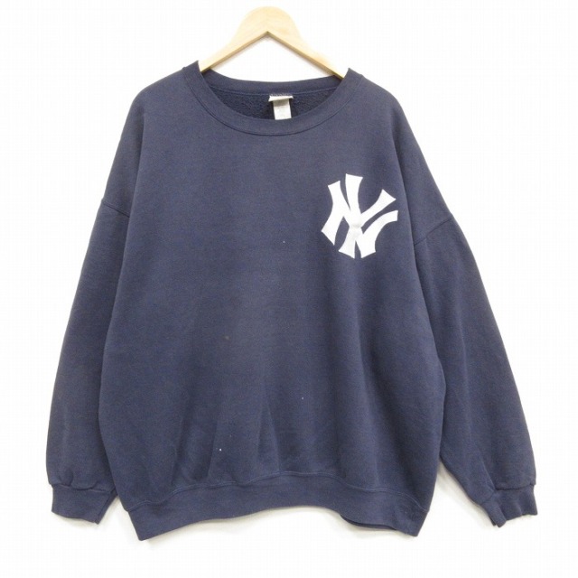 リー 00s 長袖スウェット MLBニューヨークヤンキース ネイビー メンズXL相当 | 古着