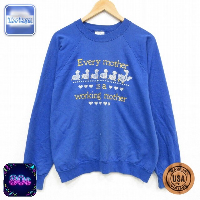 80s ラグランスウェット アヒル ブルー メンズL相当 | 古着
