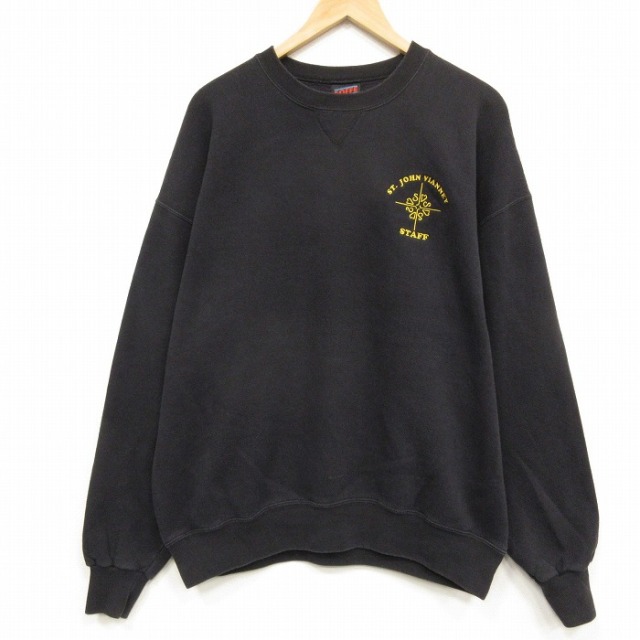 90s 長袖スウェット スタッフ ブラック メンズXL相当 | 古着