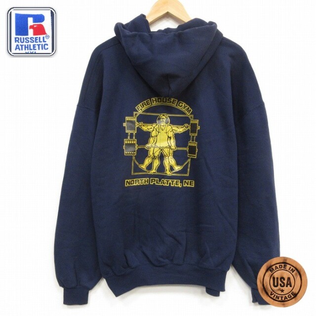 ラッセル 90s フルジップスウェット ジム ネイビー メンズXL相当 | 古着