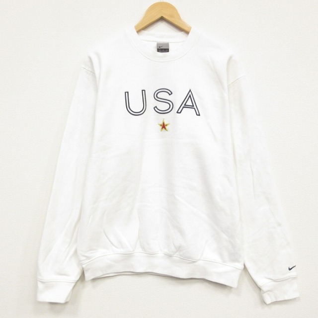 ナイキ 長袖スウェット USAロゴ ホワイト メンズL相当 | 古着