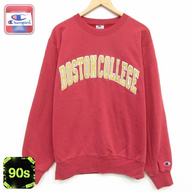 チャンピオン 90s 長袖スウェット ボストンカレッジ レッド メンズXL相当 | 古着