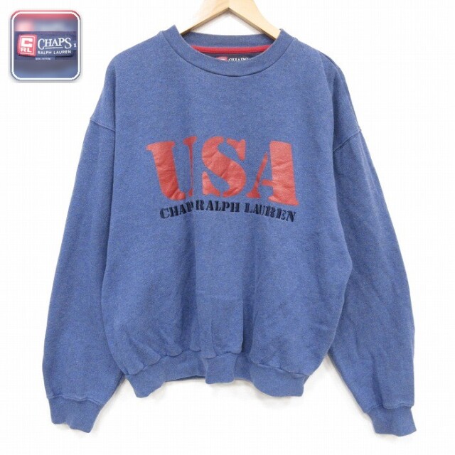 ラルフローレン 長袖スウェット USAロゴ ネイビー メンズXL相当 | 古着