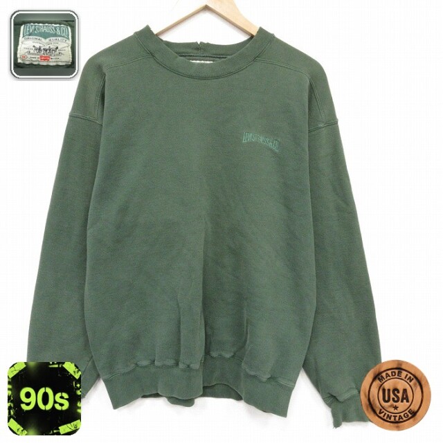 リーバイス 90s 長袖スウェット ワンポイントロゴ グリーン メンズL相当 | 古着