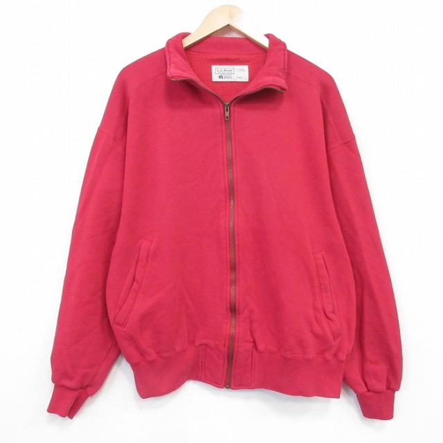 XL★古着 エルエルビーン ラッセル 長袖 フルジップ スウェット メンズ 80年代 80s USA製 レッド【spe】 26sep10