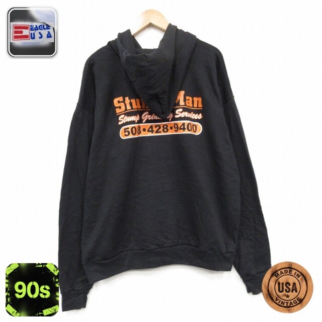 Stump 90s フルジップスウェット ブラック メンズXL相当 | 古着