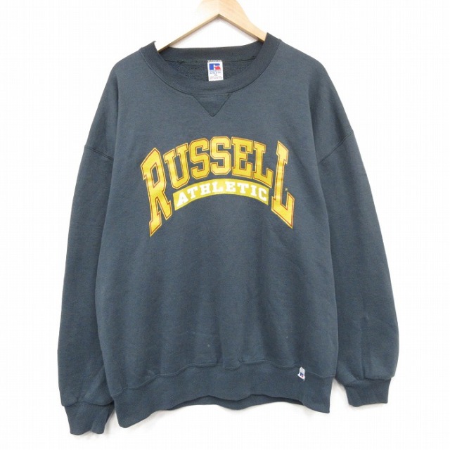 ラッセル 90s 長袖スウェット ビッグロゴ グリーン メンズXL相当 | 古着