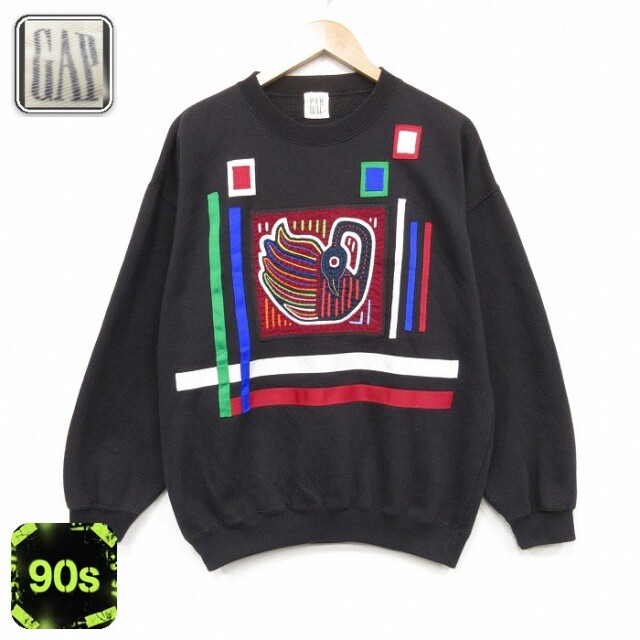 ギャップ 90s 長袖スウェット 鳥 ブラック メンズL相当 | 古着