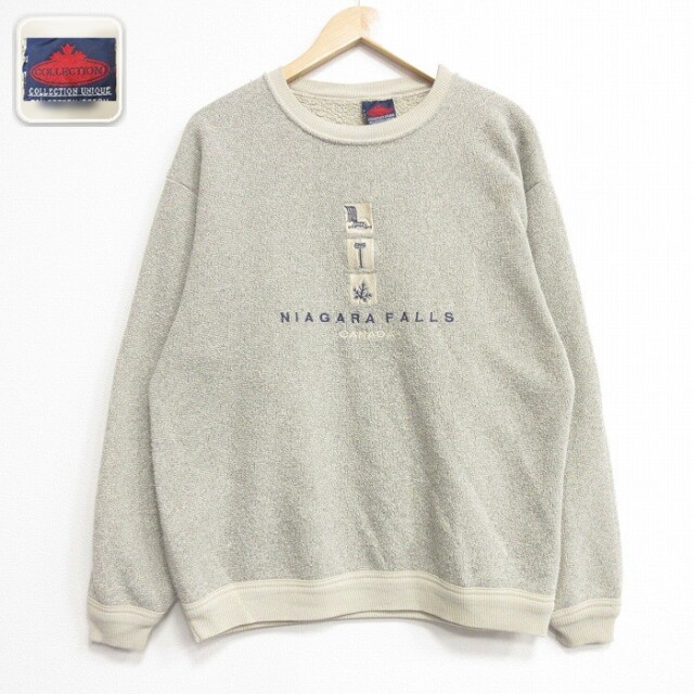 90s 長袖スウェット ナイアガラ刺繍 グレー メンズL相当 | 古着