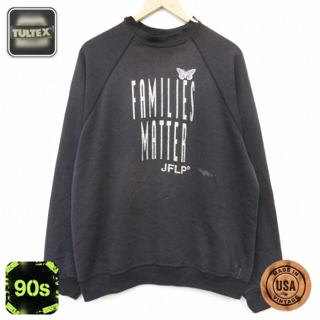 TULTEX 90s 長袖スウェット FAMILIES ラグラン ブラック メンズL相当 | 古着