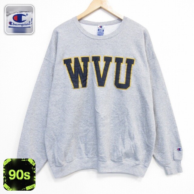 チャンピオン 90s 長袖スウェット WVU グレー メンズXL相当 | 古着