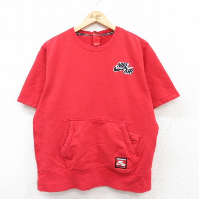 L★古着 ナイキ NIKE 半袖 スウェット メンズ コットン クルーネック 赤 レッド 25apr09 中古 スエット トレーナー トップス