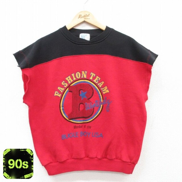 【50%OFF】ビューグルボーイ 90s 半袖スウェット ビッグロゴ レッド L | 古着