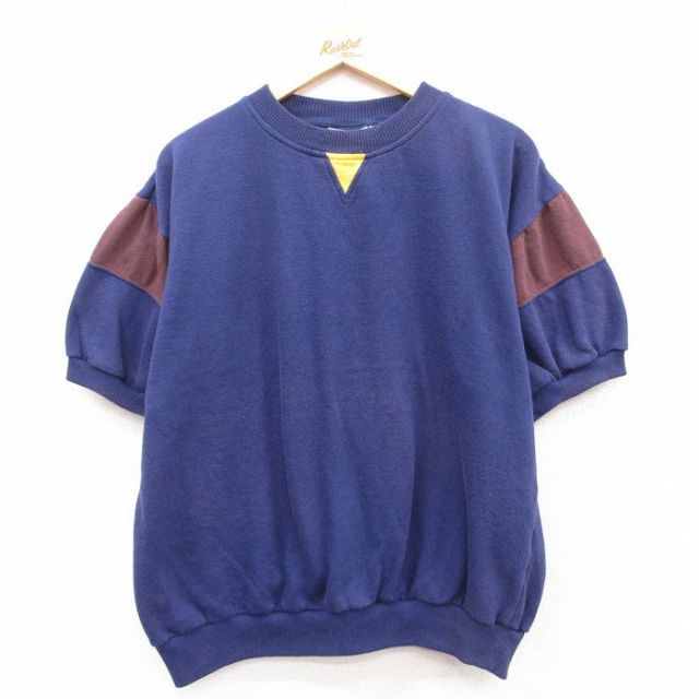 XL★古着 半袖 スウェット メンズ 90年代 90s 大きいサイズ クルーネック 紺他 ネイビー 【spe】 25apr24 中古 スエット トレーナー トップス