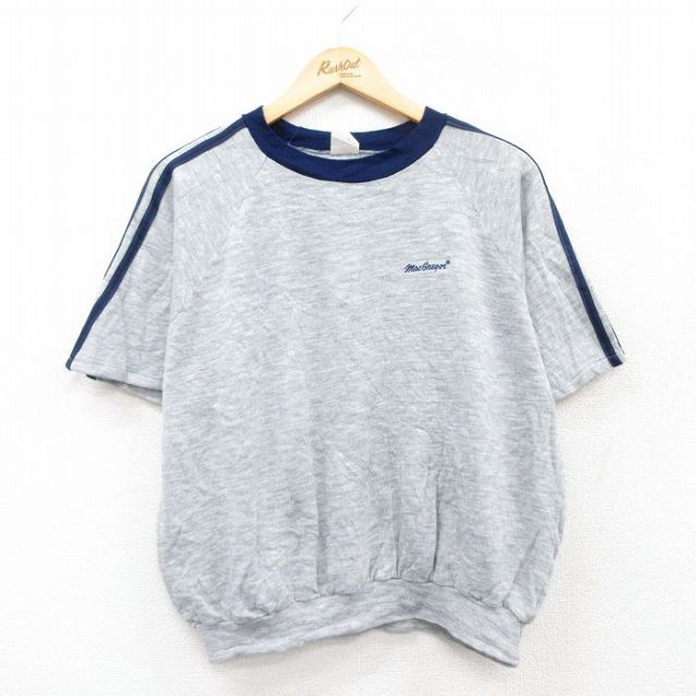 【20%OFF】XL★古着 半袖 スウェット メンズ 80年代 80s ラグラン クルーネック USA製 グレー 霜降り他 25jul08 中古 スエット トレーナー トップス