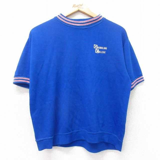 M★古着 半袖 スウェット メンズ 80年代 80s GRAMBLING COLLEGE クルーネック 青他 ブルー 25sep30 中古 スエット トレーナー トップス