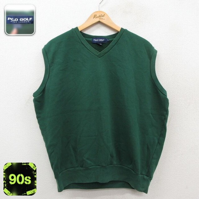 【50%OFF】ラルフローレン ポロゴルフ 90s ノースリーブスウェット 緑 XL | 古着