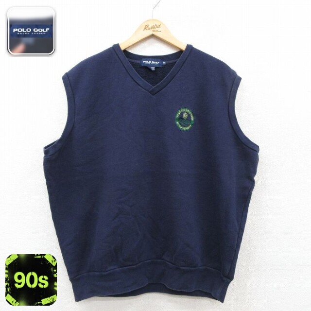 【50%OFF】ラルフローレン 90s ノースリーブスウェット CLUB CORP ネイビー XL | 古着