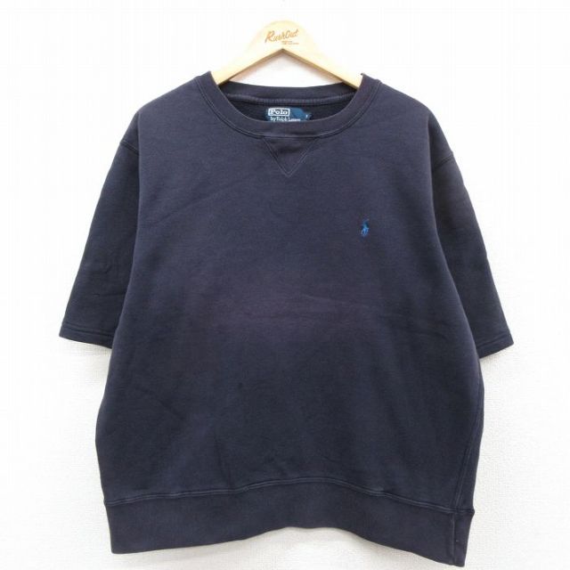 ラルフローレン 90s 半袖スウェット ワンポイントロゴ ネイビー XL | 古着