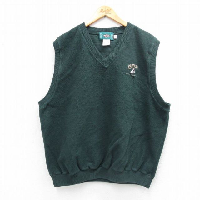 90s ノースリーブスウェット BRUEDAN グリーン XL | 古着