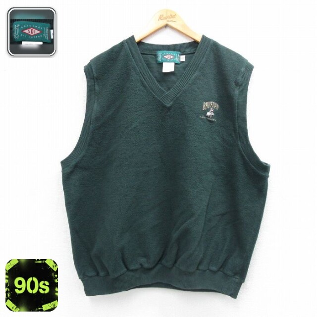 【50%OFF】90s ノースリーブスウェット BRUEDAN グリーン XL | 古着