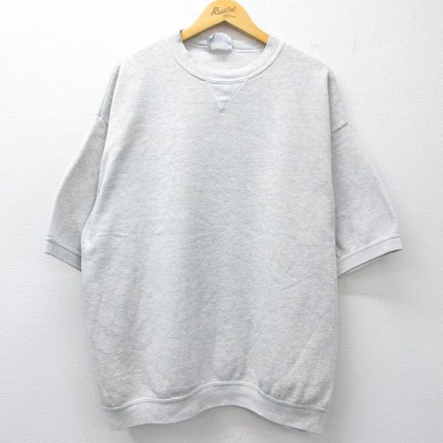 XL★古着 リー Lee 半袖 スウェット メンズ 90年代 90s 無地 クルーネック USA製 グレー 26feb07