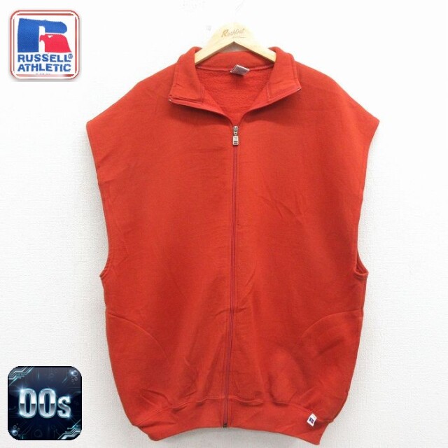【20%OFF】ラッセル 00s ノースリーブフルジップスウェット オレンジ XL | 古着