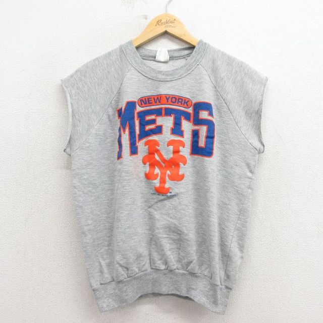 【20%OFF】80s ノースリーブスウェット ニューヨークメッツ グレー L | 古着