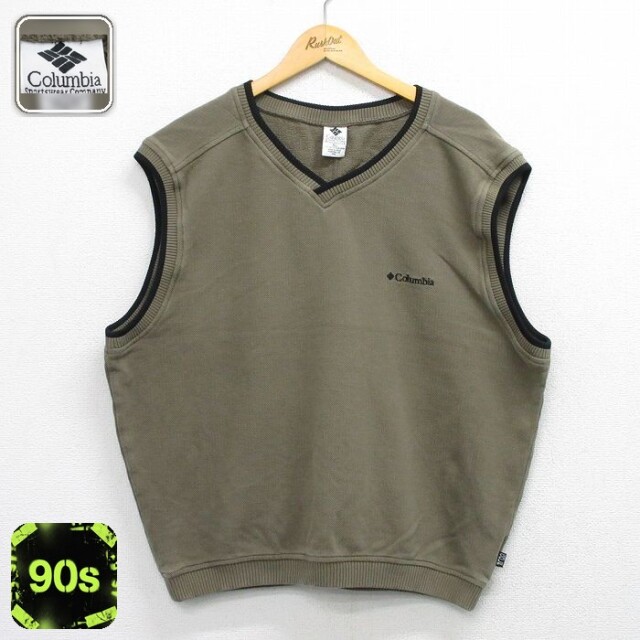 【20%OFF】コロンビア 90s ノースリーブスウェット ワンポイントロゴ ブラウン メンズXL相当 | 古着