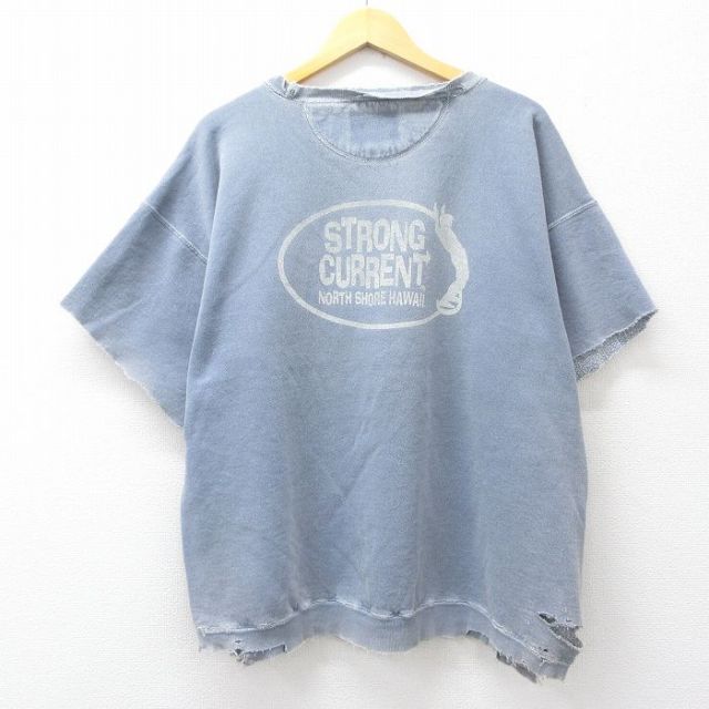 90s 半袖スウェット STRONG CURRENT ネイビー XL | 古着