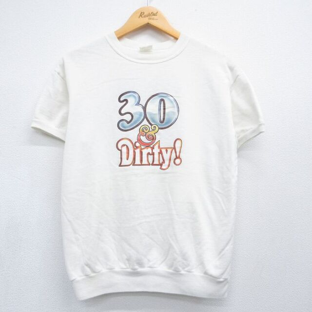 80s 半袖スウェット 30&Dirty ホワイト メンズM相当 | 古着