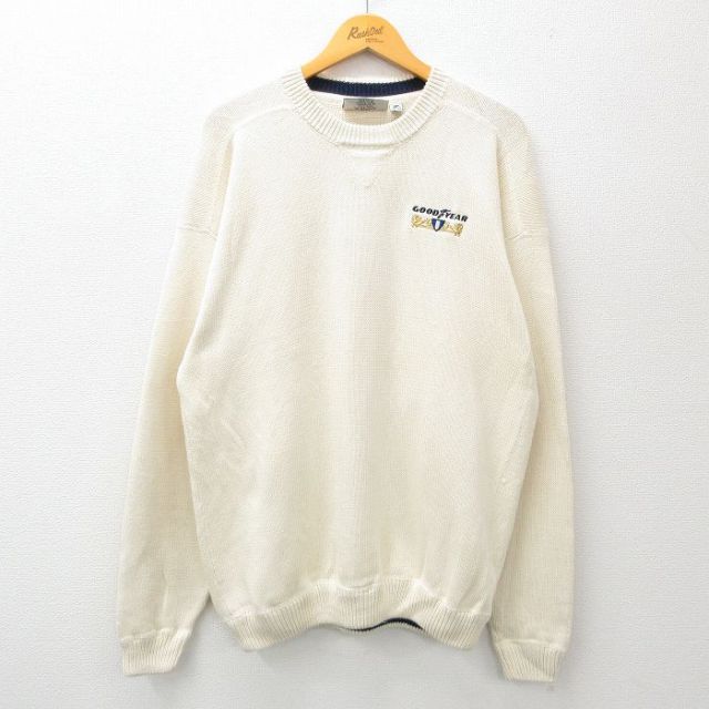 GOODYEAR 90s 長袖セーター 刺繍 生成り XL | 古着