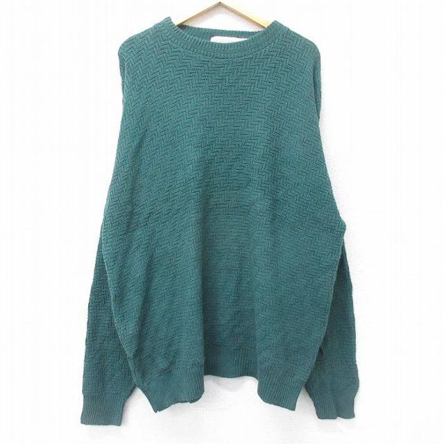 90s 長袖セーター 手織り グリーン XL | 古着