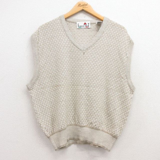 古着通販 L☆古着 ニット ベスト メンズ 90年代 90s Vネック