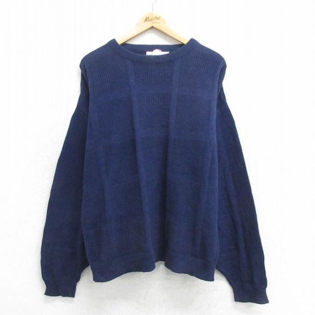 ニット カーディガン 90s 無地 ネイビー XL | 古着