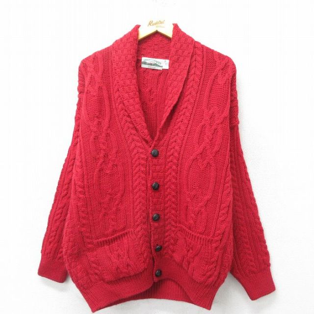 古着通販 L☆古着 長袖 アラン フィッシャーマン ケーブル ニット