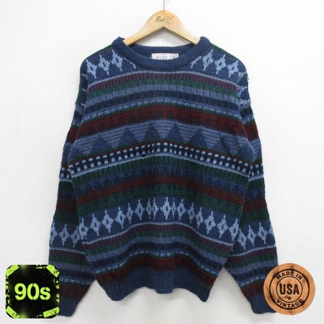 シアーズ 90s 長袖セーター ネイビー M | 古着