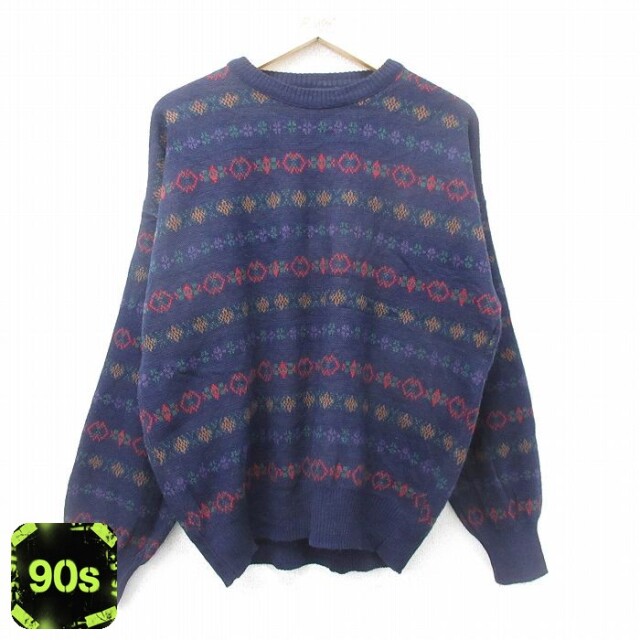 90s 長袖セーター ネイビー メンズXL相当 | 古着