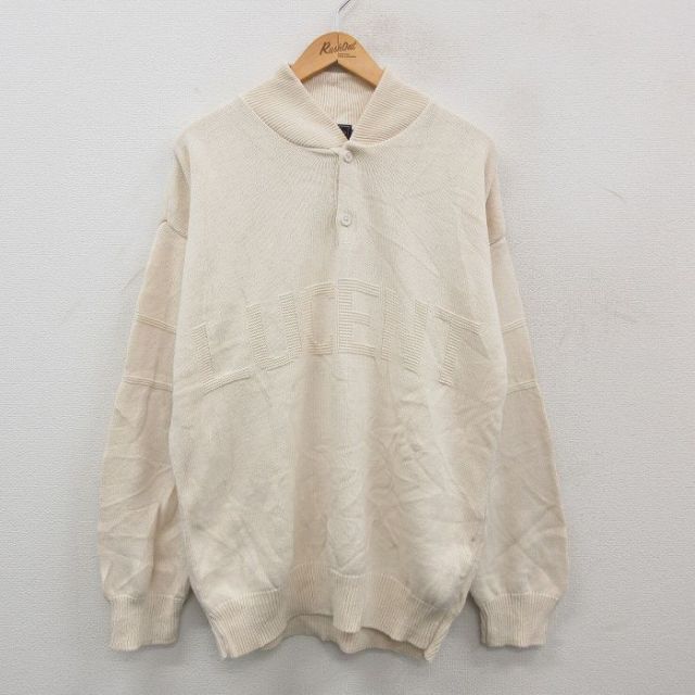 90s ヘンリーネックセーター LUCENT 生成り XL | 古着