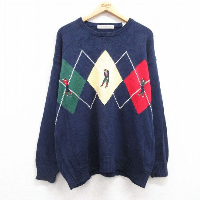 ゴルフ 90s 長袖セーター 刺繍 ネイビー XL | 古着