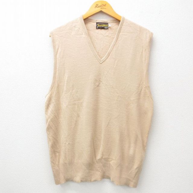 【50%OFF】シアーズ 80s ニットベスト Vネック ベージュ L | 古着