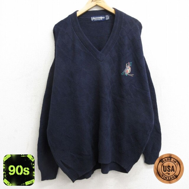 【50%OFF】90s 長袖セーター ゴルフ ネイビー メンズXL相当 | 古着