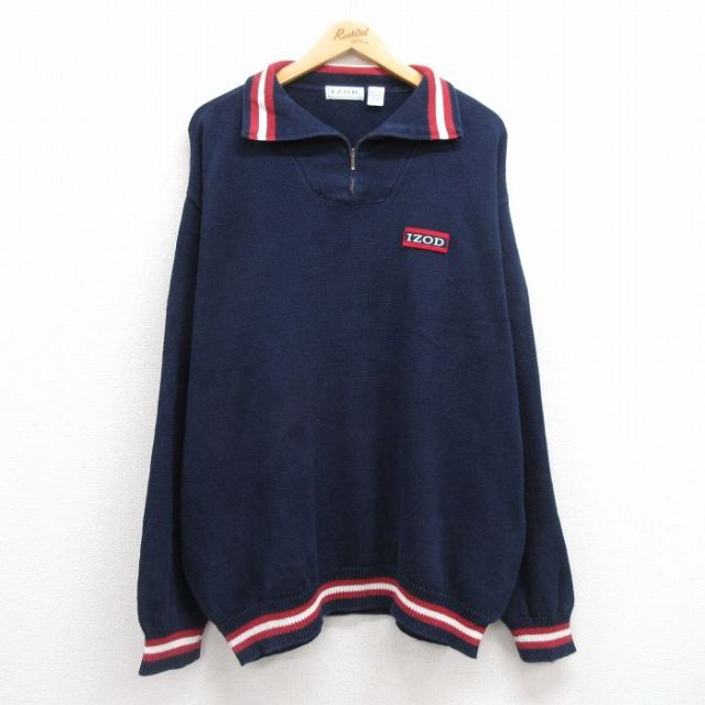 IZOD 90s ハーフジップセーター ネイビー XL | 古着