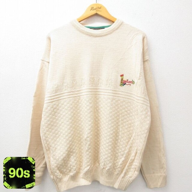 90s 長袖セーター アイルランド製 ベージュ XL | 古着