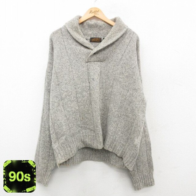 【50%OFF】エディーバウアー 90s 長袖セーター ショールカラー グレー XL | 古着